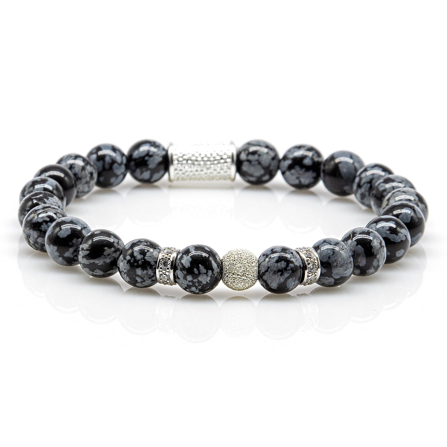 Snowflake Obsidian Perlen Luna 925 Sterling Silber