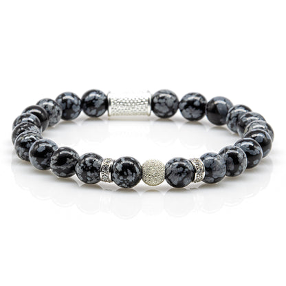 Snowflake Obsidian Perlen Luna 925 Sterling Silber