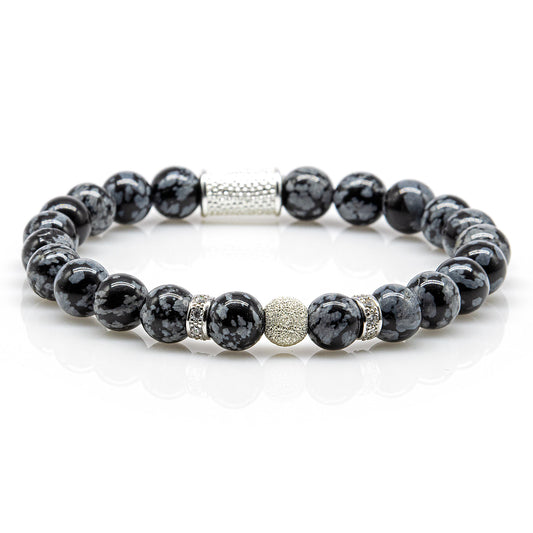 Snowflake Obsidian Perlen Luna 925 Sterling Silber