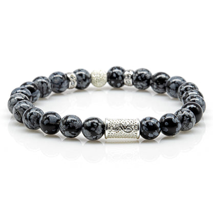 Snowflake Obsidian Perlen Luna 925 Sterling Silber
