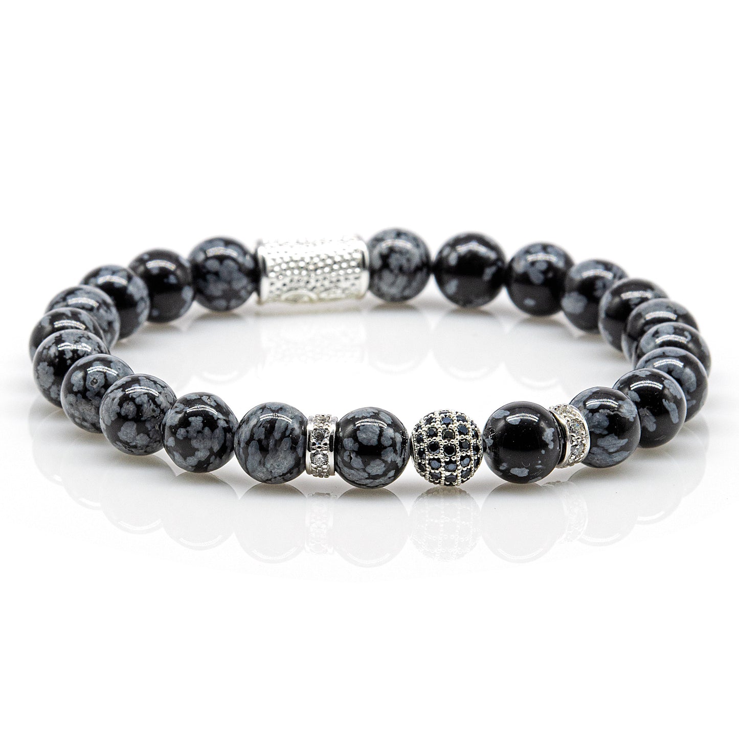 Snowflake Obsidian Perlen Royal Crown 925 Sterling Silber