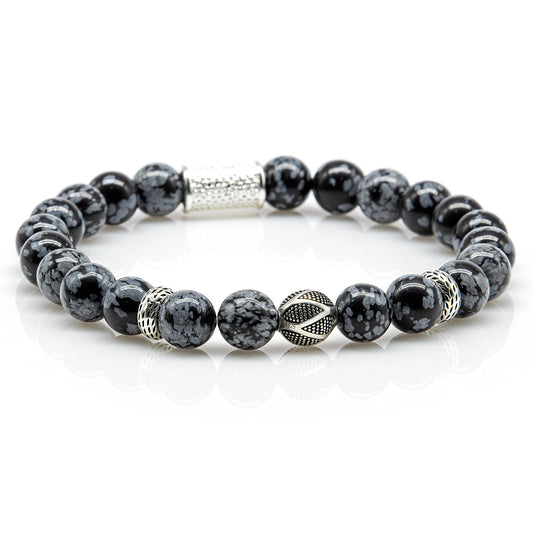 Snowflake Obsidian Perlen 925 Sterling Silber Monaco