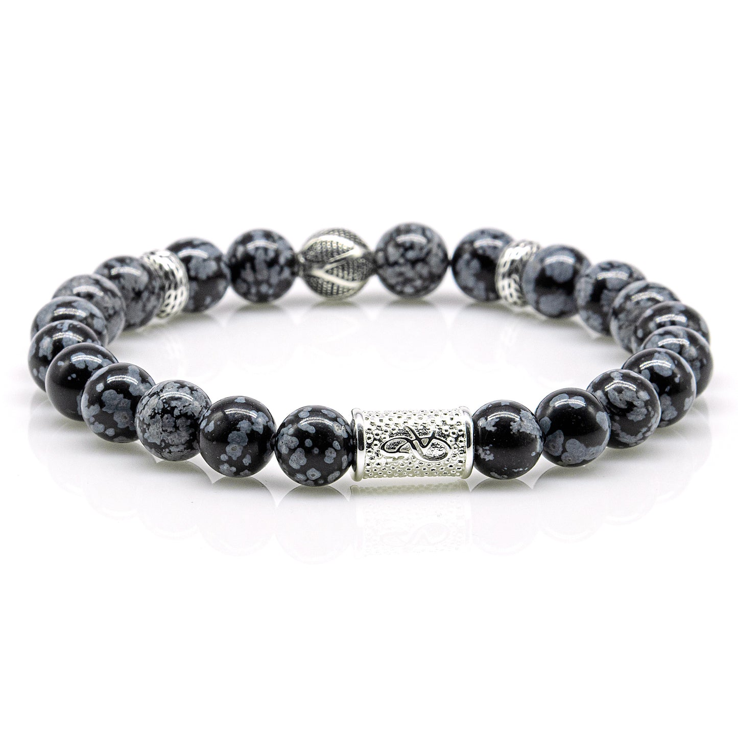 Snowflake Obsidian Perlen 925 Sterling Silber Monaco