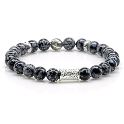 Snowflake Obsidian Perlen 925 Sterling Silber Monaco