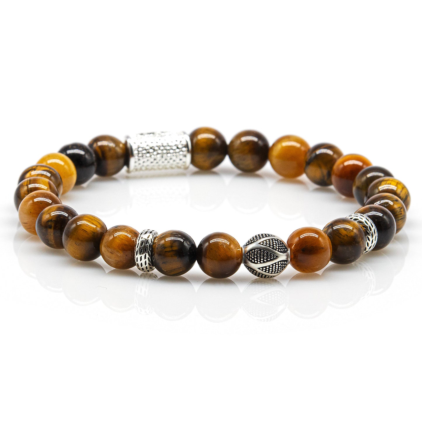 Tigerauge Perlen 925 Sterling Silber Monaco