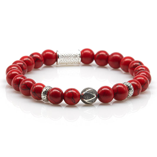 Roter Türkis Perlen 925 Sterling Silber Monaco