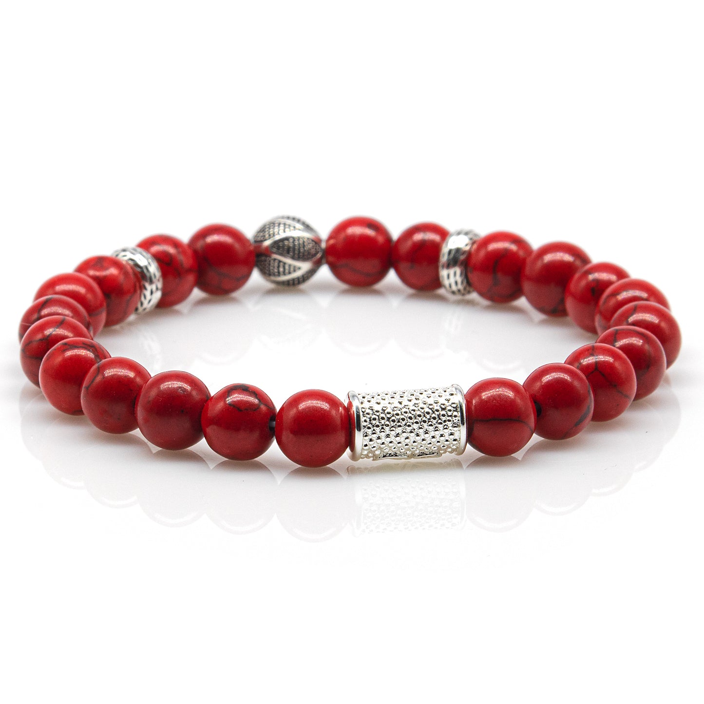 Roter Türkis Perlen 925 Sterling Silber Monaco