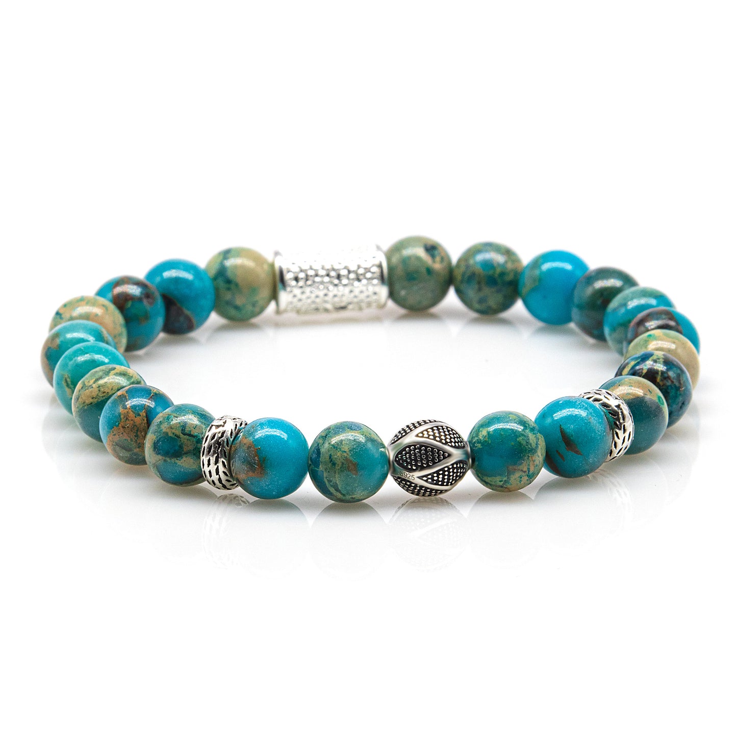 Aqua Terra Jaspis Perlen 925 Sterling Silber Monaco