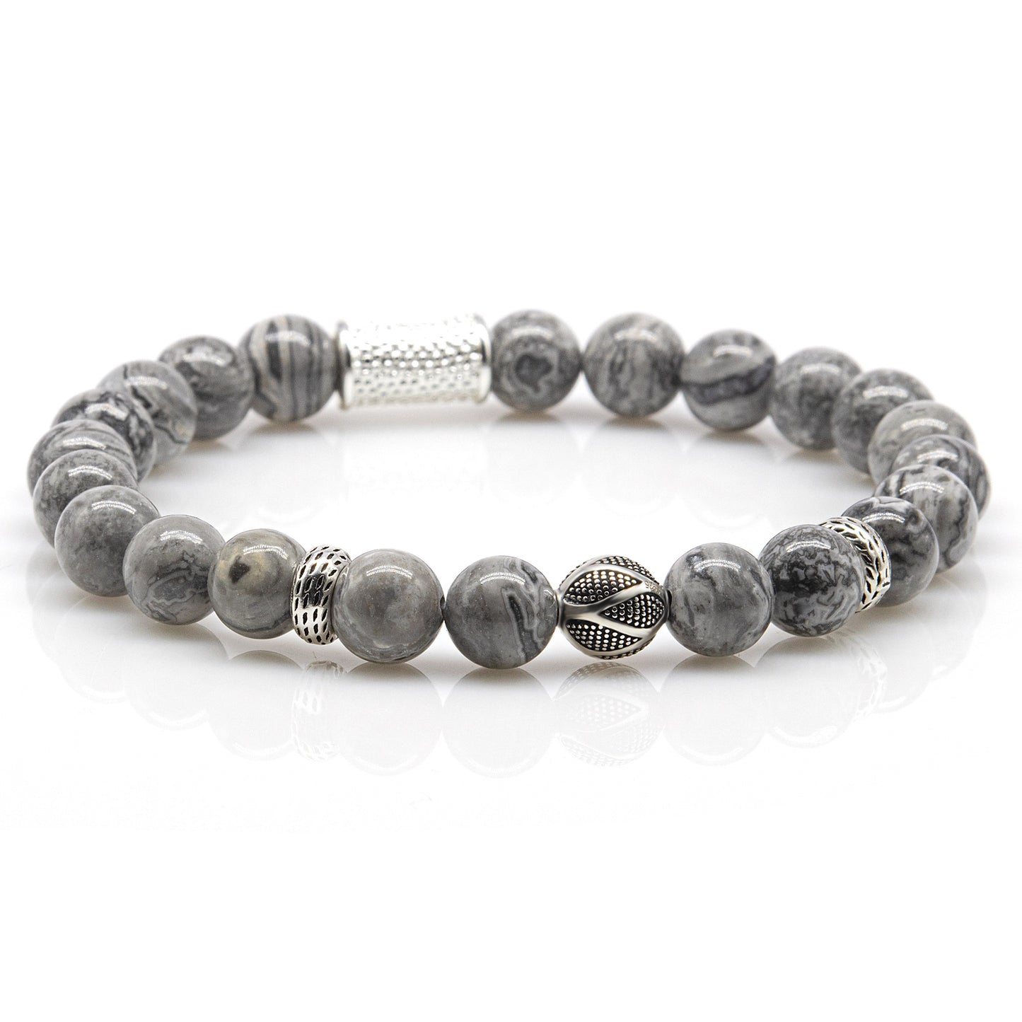 Jaspis Perlen 925 Sterling Silber Monaco