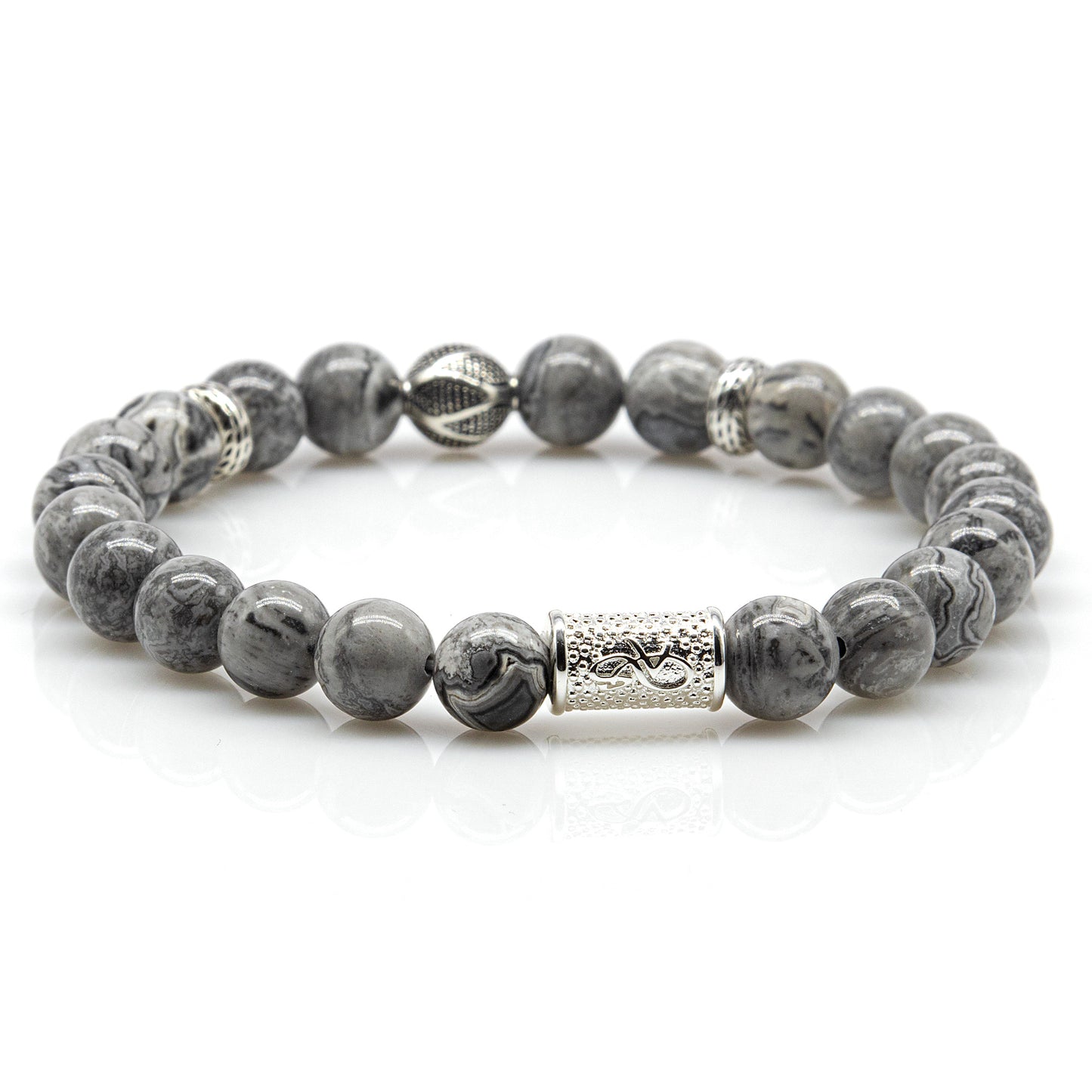 Jaspis Perlen 925 Sterling Silber Monaco