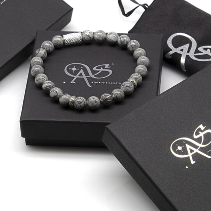 Jaspis Perlen 925 Sterling Silber Monaco