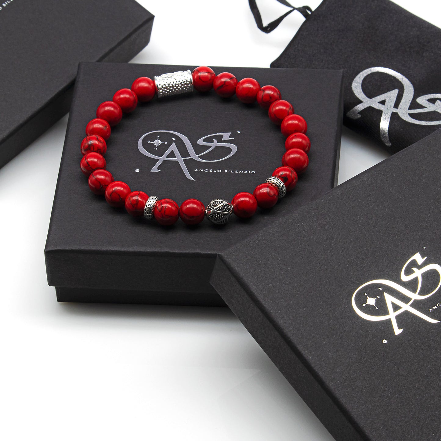Roter Türkis Perlen 925 Sterling Silber Monaco
