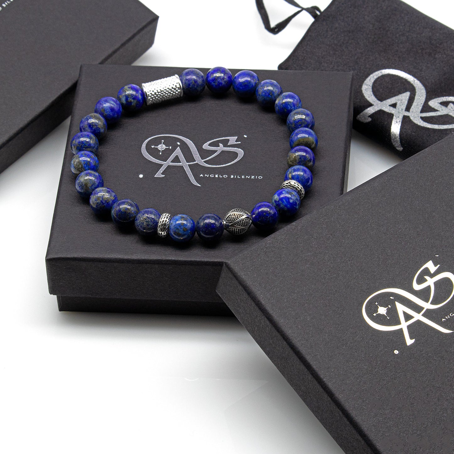 Lapislazuli Perlen 925 Sterling Silber Monaco