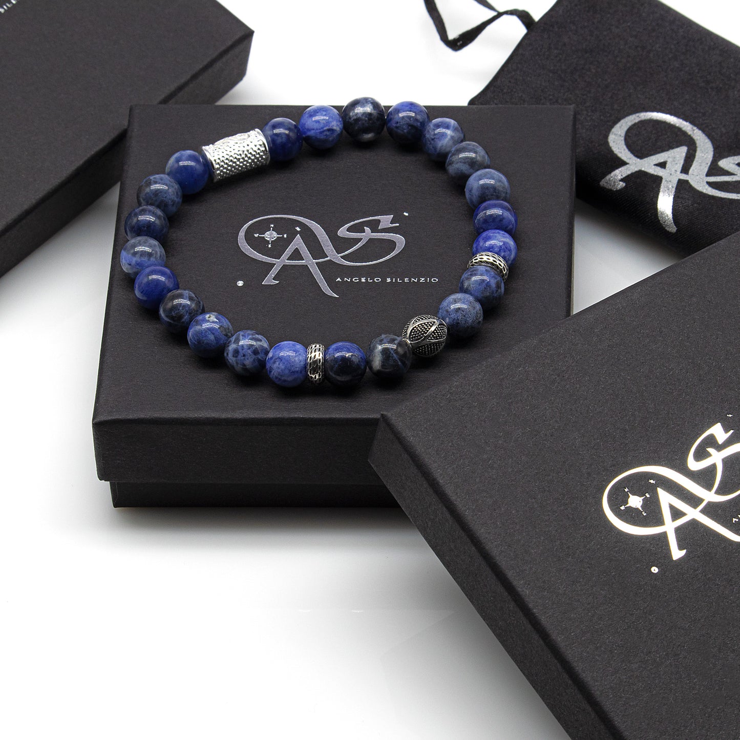Sodalith Perlen 925 Sterling Silber Monaco