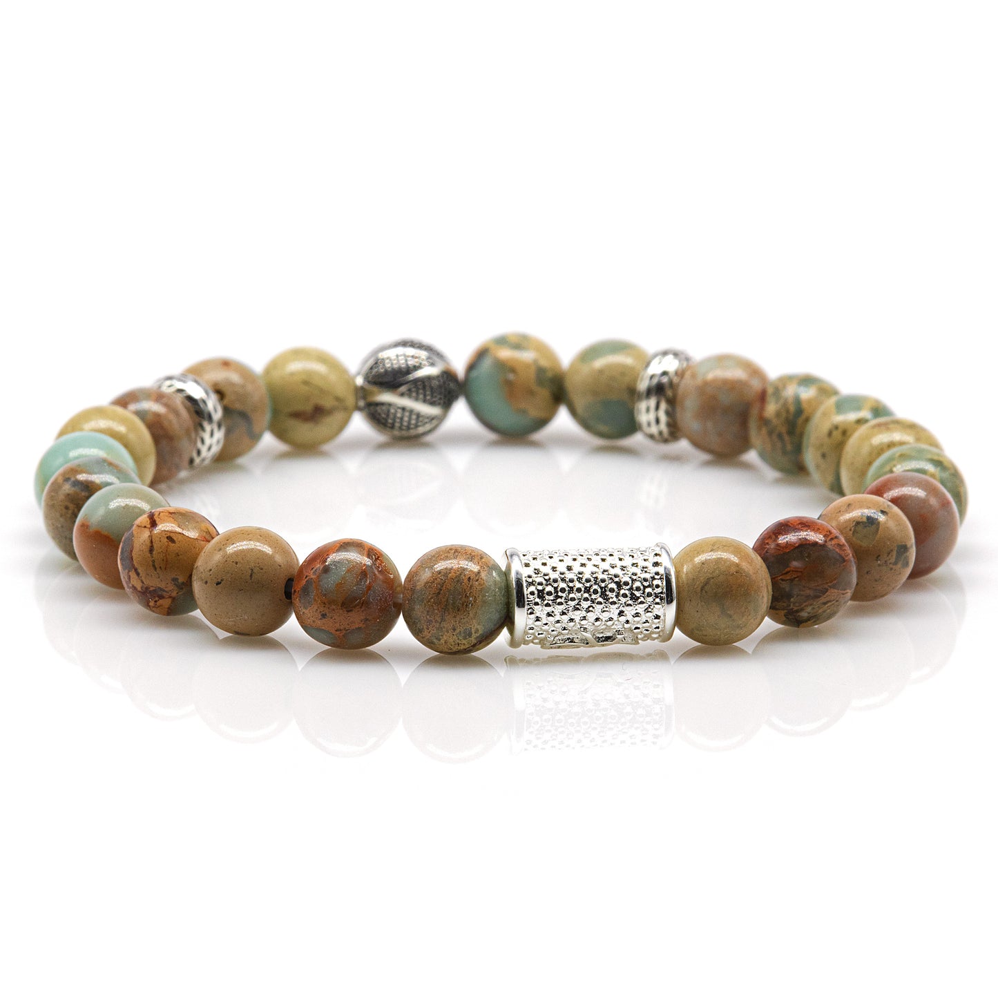 Serpentin Perlen 925 Sterling Silber Monaco