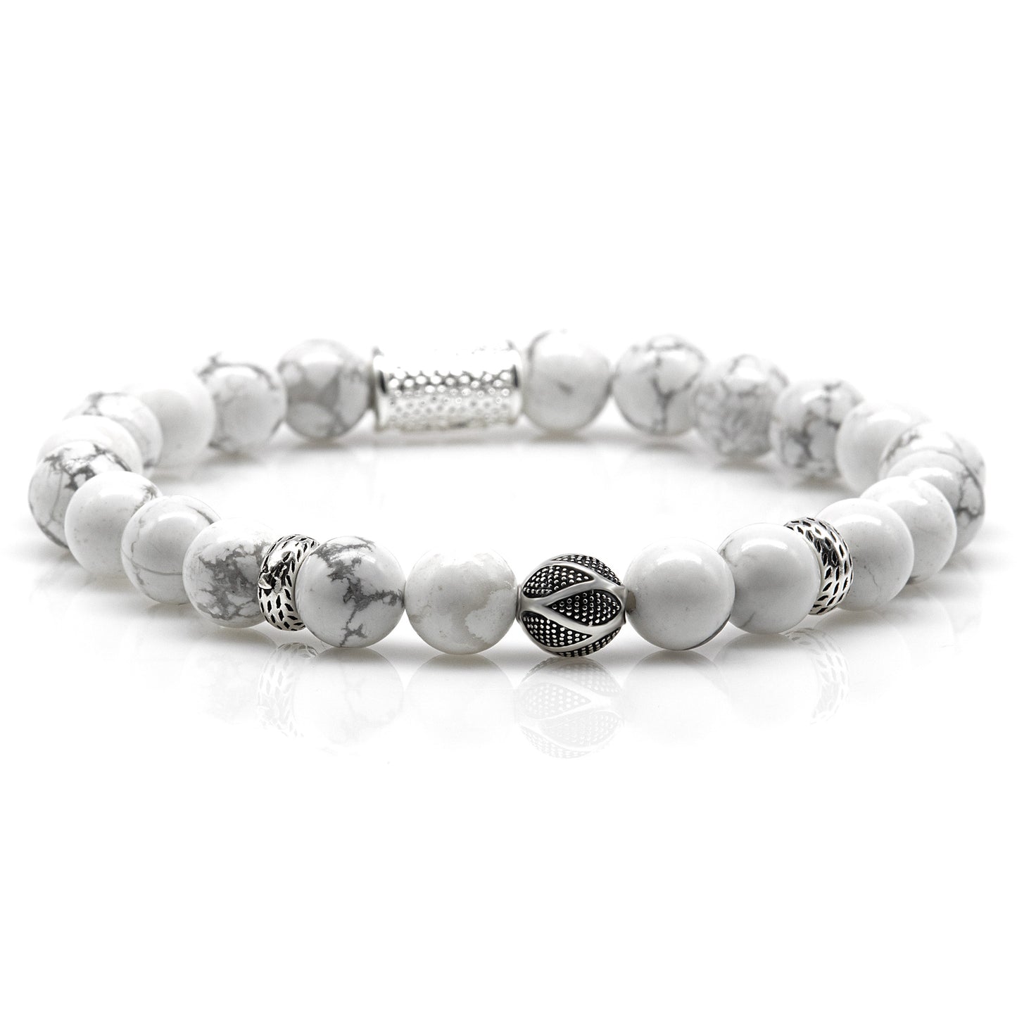 Howlith Perlen 925 Sterling Silber Monaco