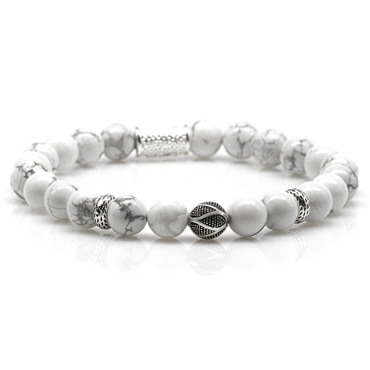 Howlith Perlen 925 Sterling Silber Monaco