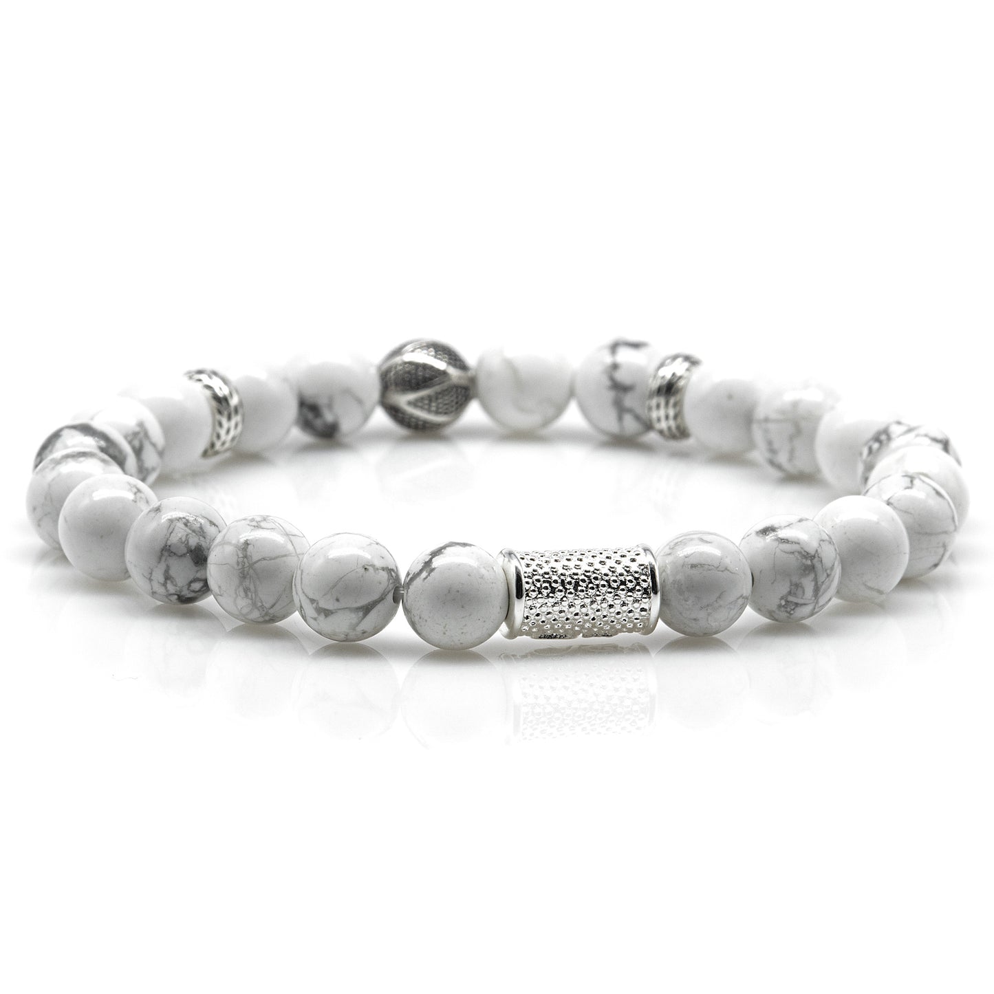 Howlith Perlen 925 Sterling Silber Monaco