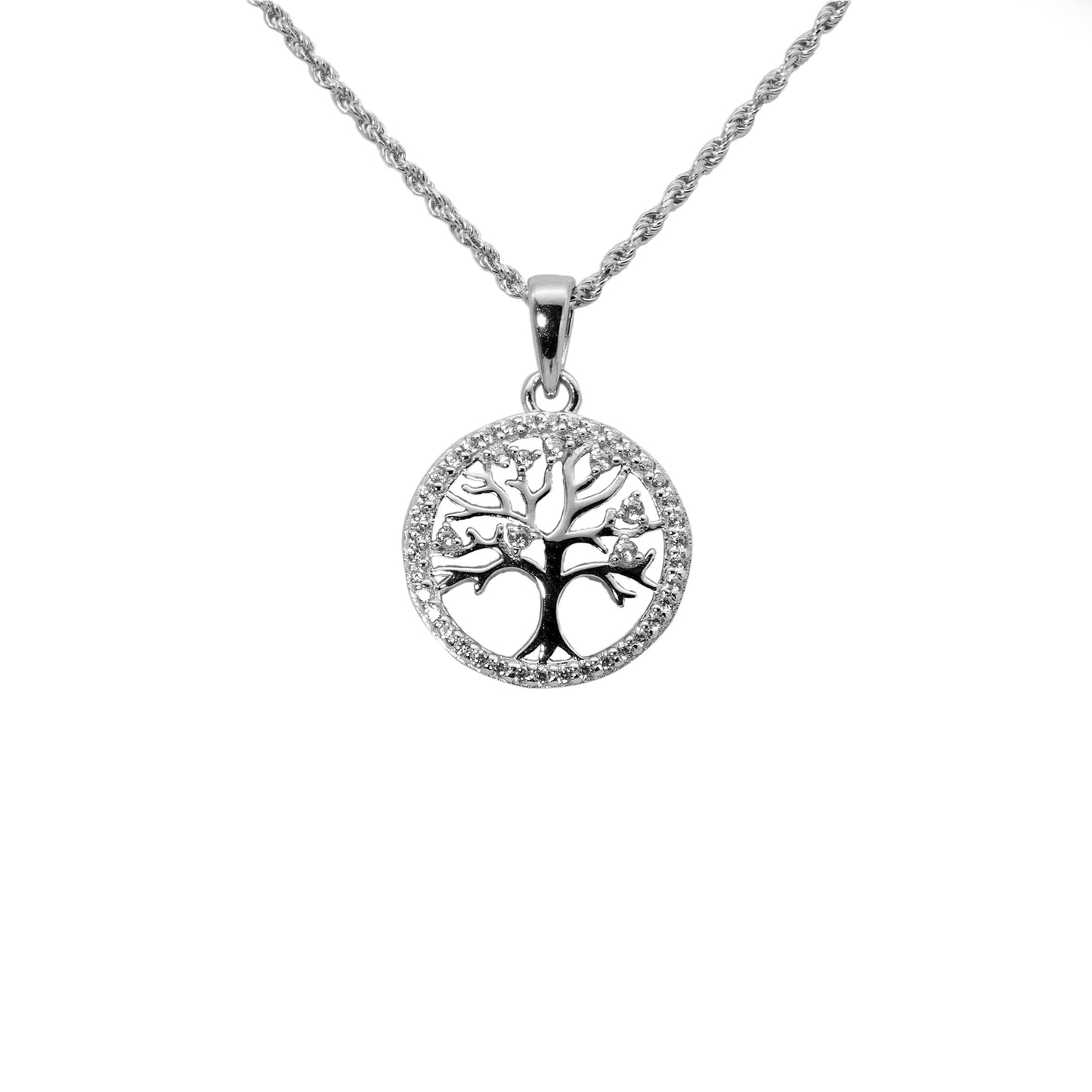 Lebensbaum Zirkon 925 Sterling Silber Anhänger