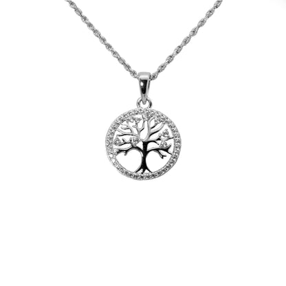 Lebensbaum Zirkon 925 Sterling Silber Anhänger