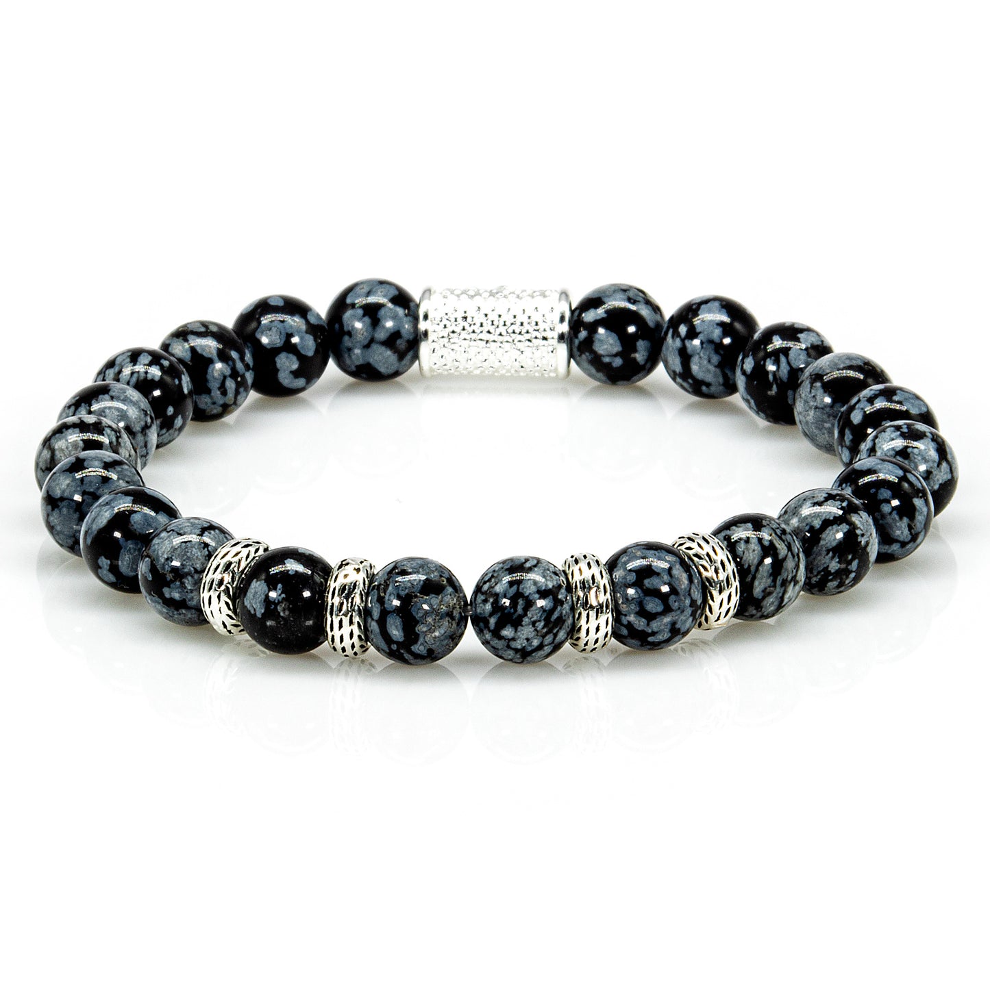 Snowflake Obsidian Perlen Spacer R 925 Sterling Silber