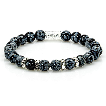 Snowflake Obsidian Perlen Spacer R 925 Sterling Silber