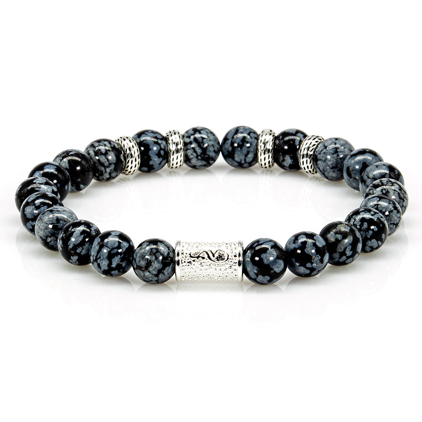Snowflake Obsidian Perlen Spacer R 925 Sterling Silber