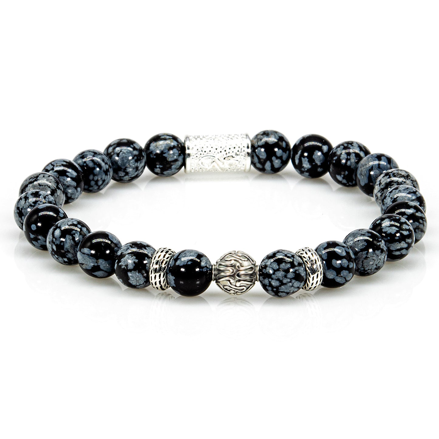 Snowflake Obsidian Perlen Carlo 925 Sterling Silber