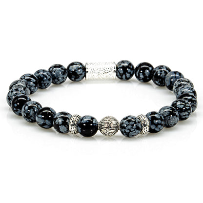 Snowflake Obsidian Perlen Carlo 925 Sterling Silber