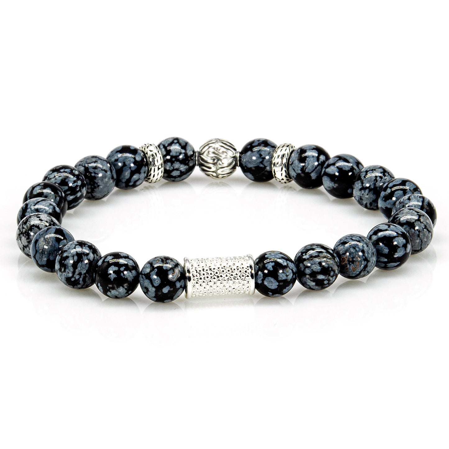 Snowflake Obsidian Perlen Carlo 925 Sterling Silber