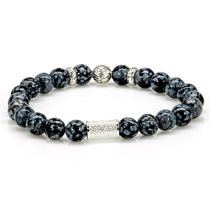 Snowflake Obsidian Perlen Carlo 925 Sterling Silber