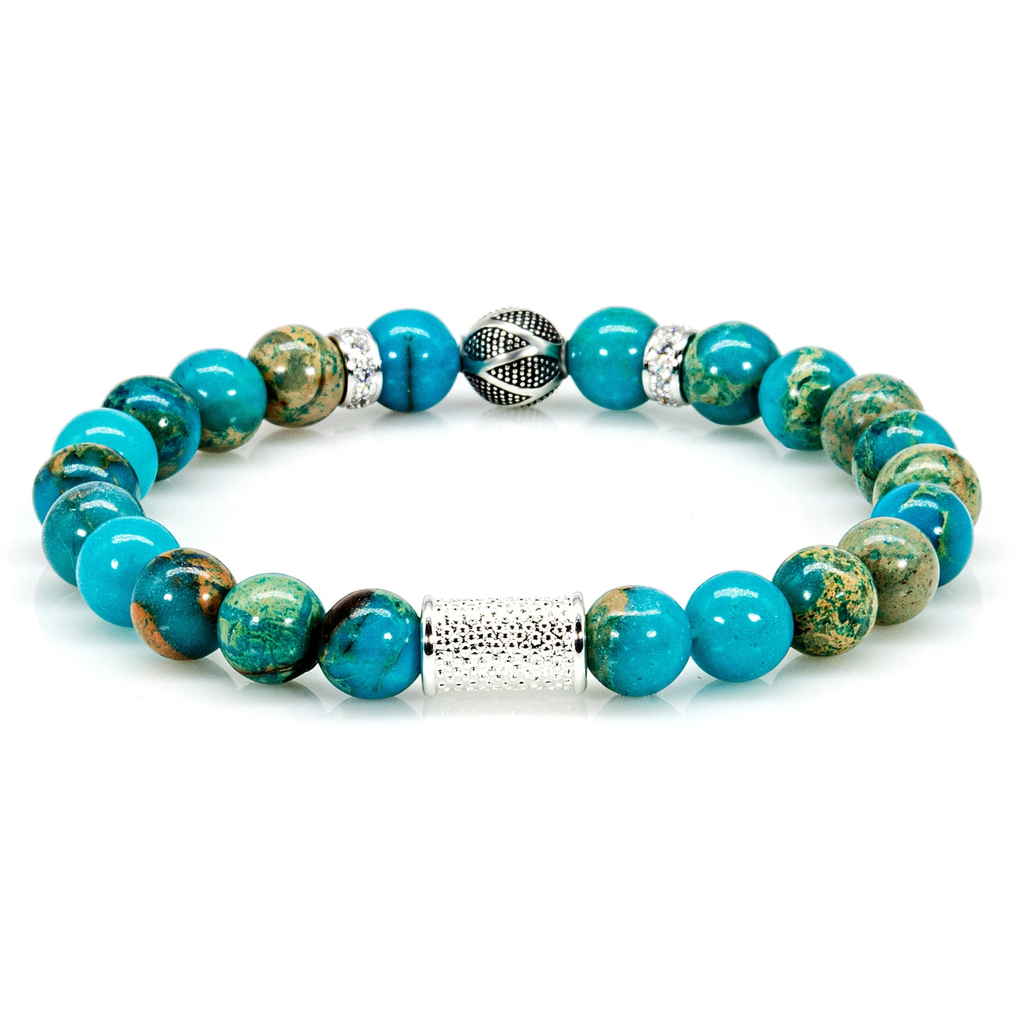 Aqua Terra Jaspis Perlen Bali 925 Sterling Silber