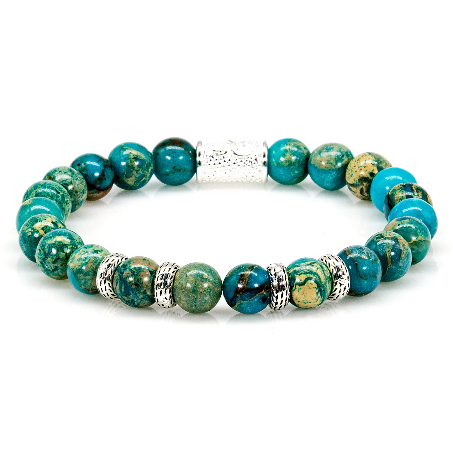 Aqua Terra Jaspis Perlen Spacer R 925 Sterling Silber