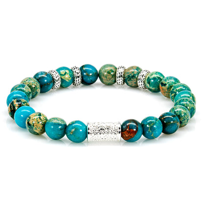 Aqua Terra Jaspis Perlen Spacer R 925 Sterling Silber