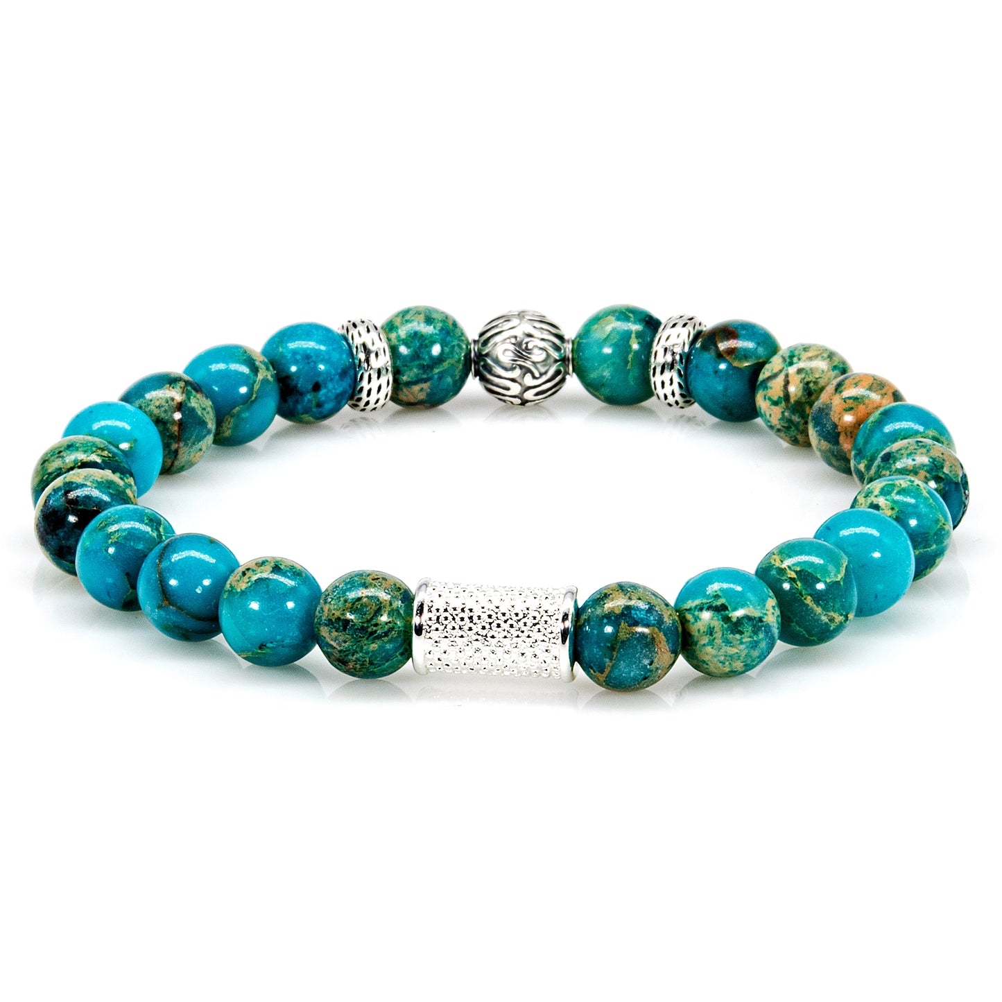 Aqua Terra Jaspis Perlen Carlo 925 Sterling Silber