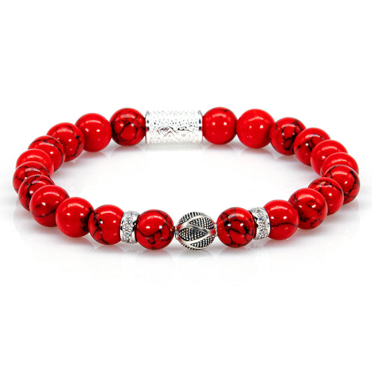 Roter Türkis Perlen Bali 925 Sterling Silber