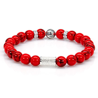 Roter Türkis Perlen Bali 925 Sterling Silber
