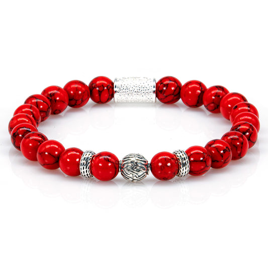 Roter Türkis Perlen Carlo 925 Sterling Silber