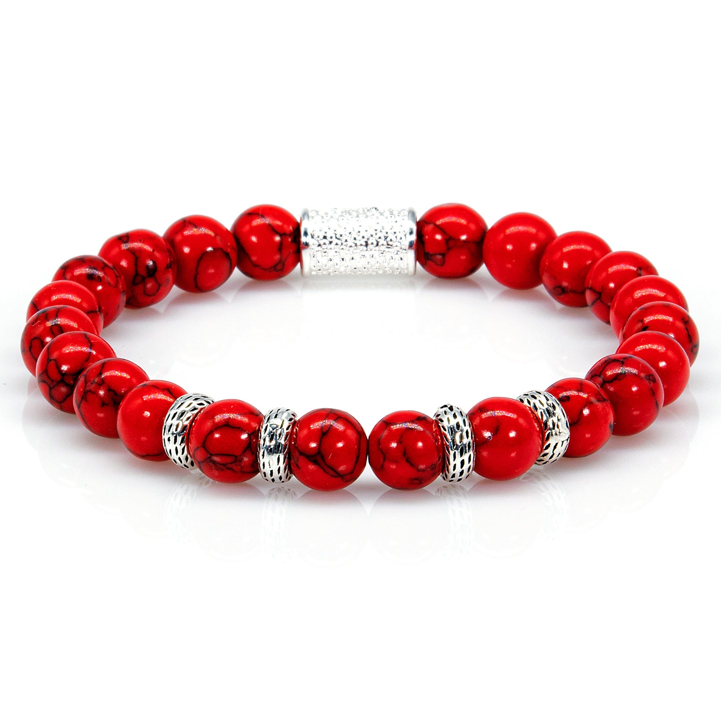 Roter Türkis Perlen Spacer R 925 Sterling Silber