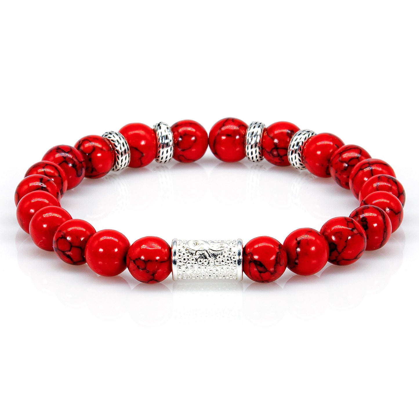 Roter Türkis Perlen Spacer R 925 Sterling Silber
