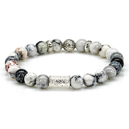 Perlenarmband Achat Carlo 925 Sterling Silber