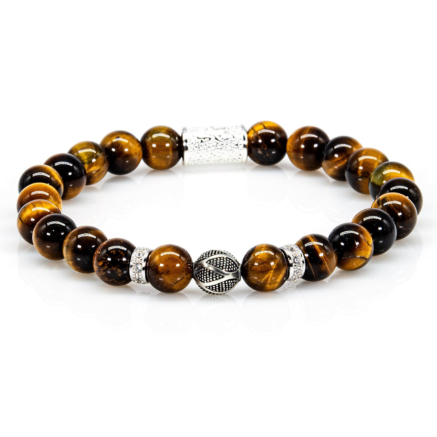 Tigerauge Perlen Bali 925 Sterling Silber