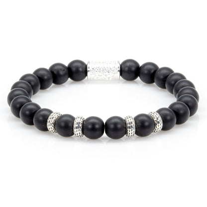Onyx Matt Perlen Spacer R 925 Sterling Silber