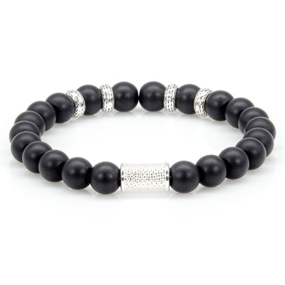 Onyx Matt Perlen Spacer R 925 Sterling Silber