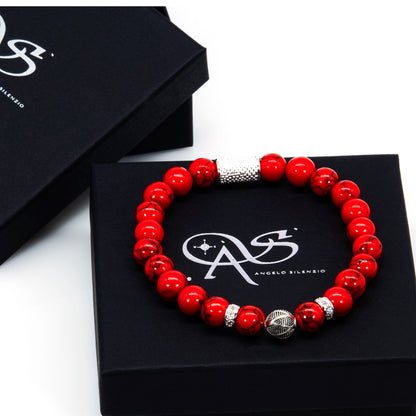 Roter Türkis Perlen Bali 925 Sterling Silber