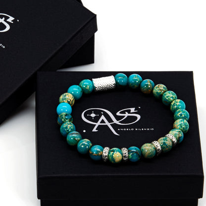 Aqua Terra Jaspis Perlen Spacer R 925 Sterling Silber