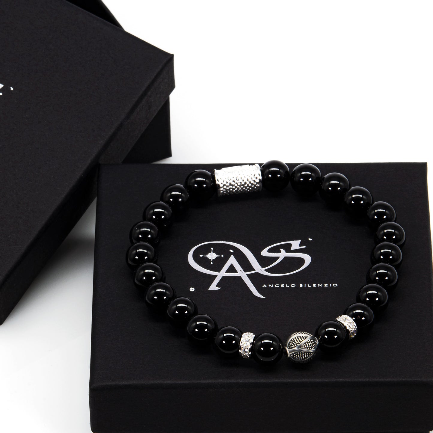Onyx Perlen Bali 925 Sterling Silber