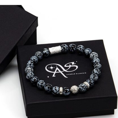 Snowflake Obsidian Perlen Carlo 925 Sterling Silber