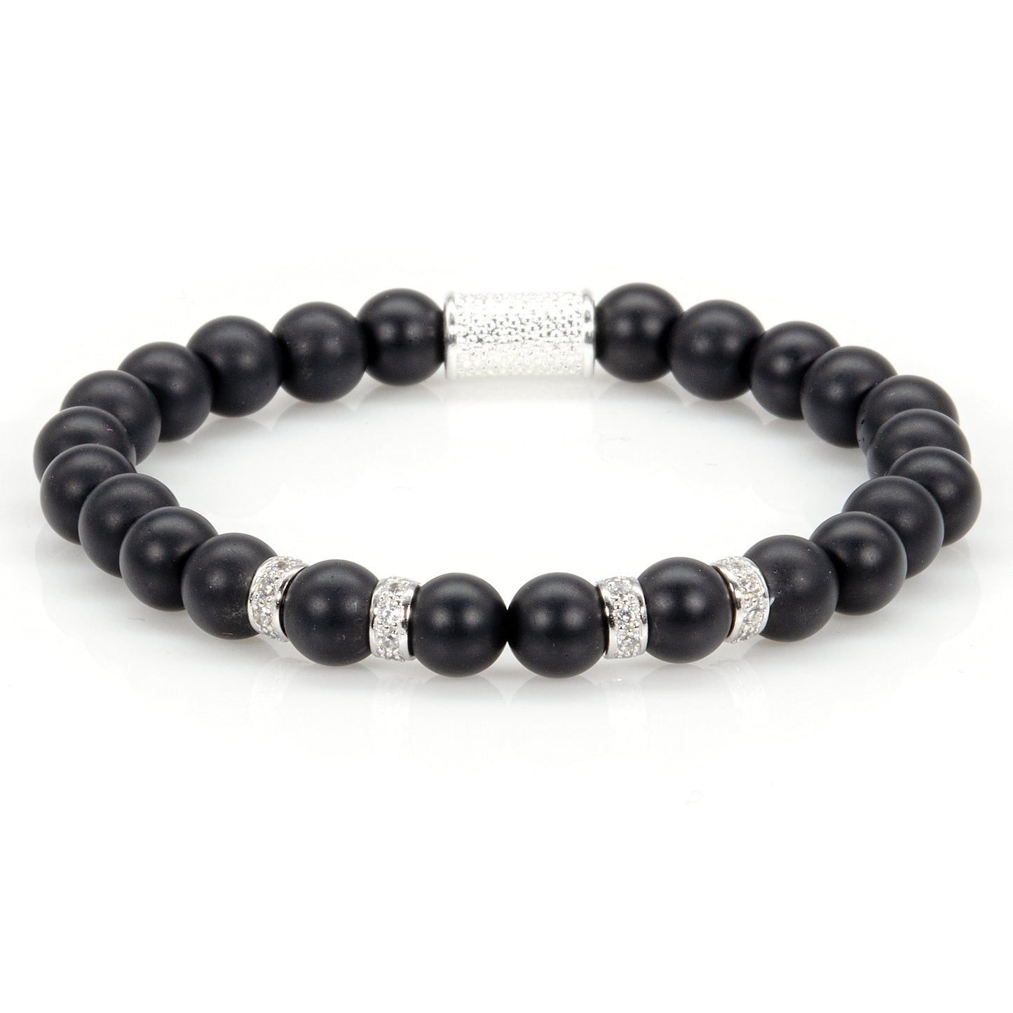 Onyx Matt Perlen Spacer Zirkon 925 Sterling Silber