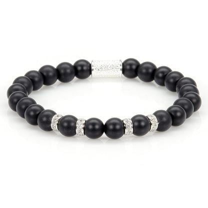Onyx Matt Perlen Spacer Zirkon 925 Sterling Silber